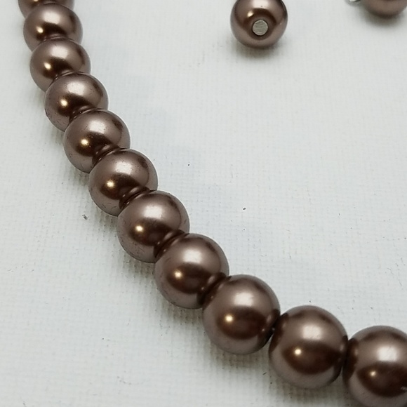 Bronze Colored Bead 16" Necklace & Earrings - Picture 3 of 3